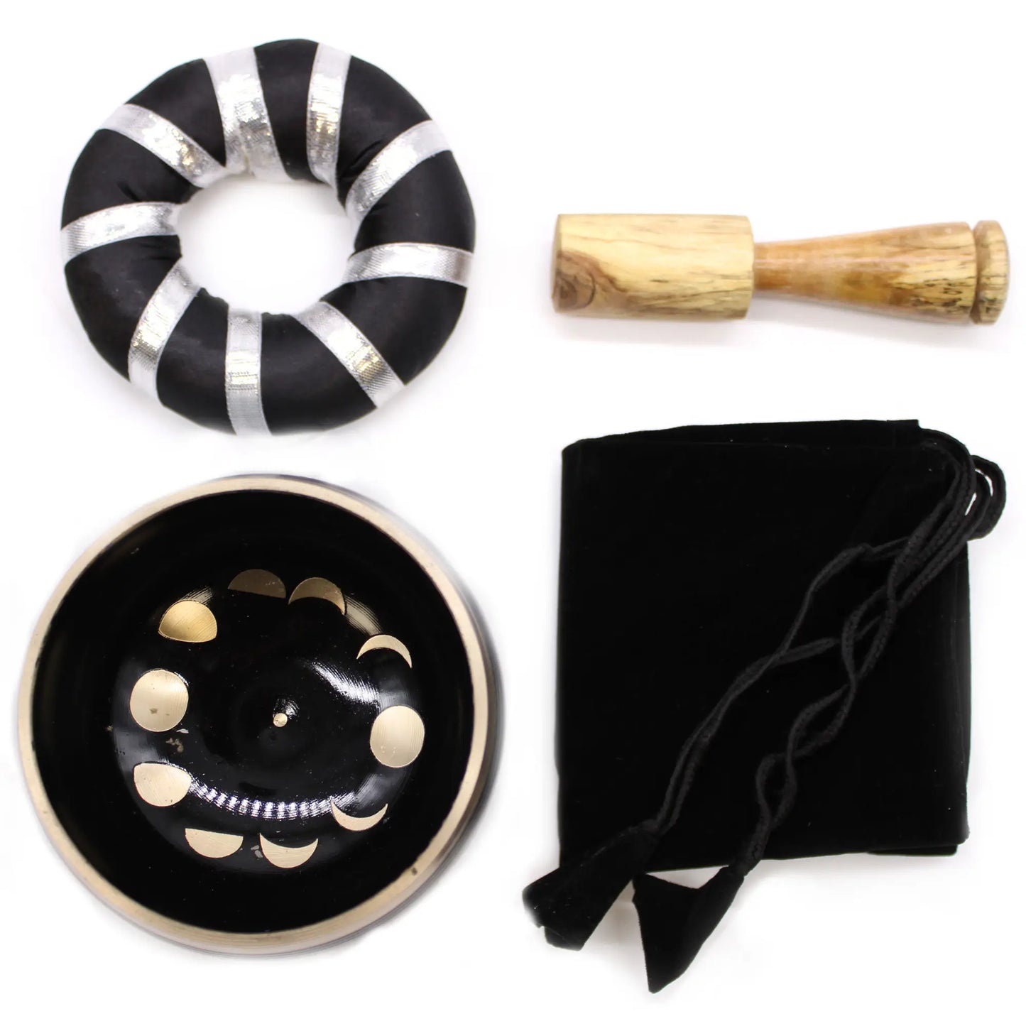 Klangschale mit Mondphasen in Schwarz